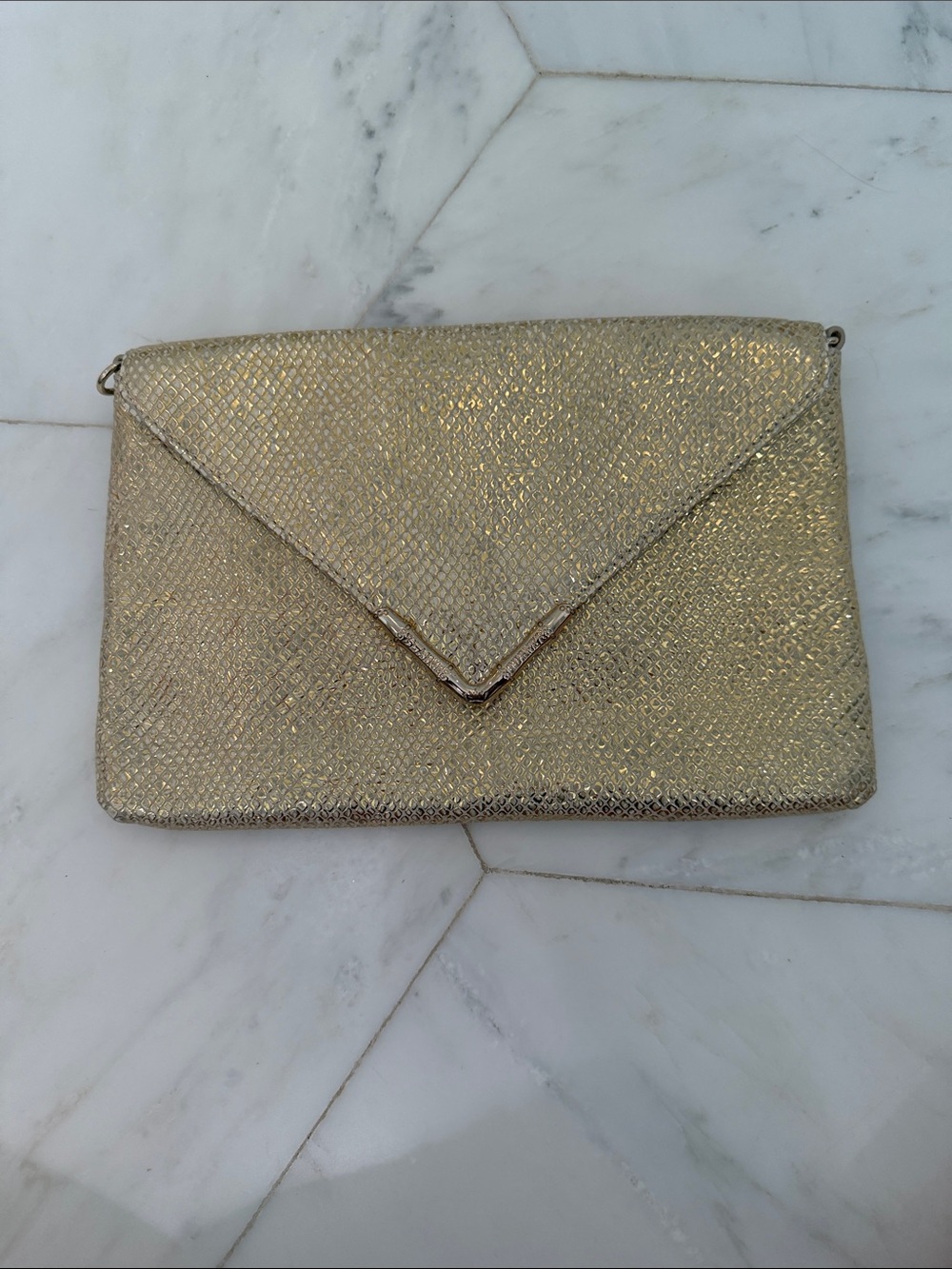 Elaine Turner Gold Metallic Envelope Clutch